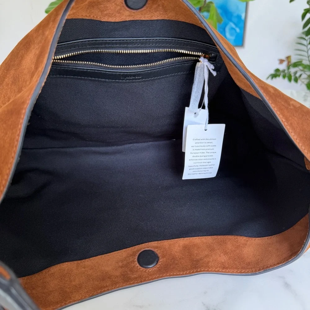 NWT Madewell The Mylie Shoulder Bag in Italian Suede Russet Multi Whiskey Brown - Picture 11 of 14